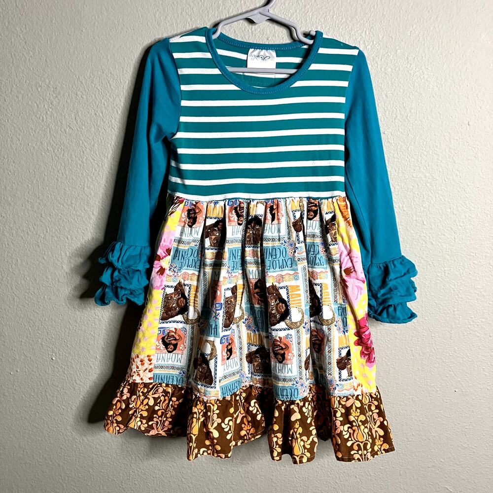 Momi Boutique Disney Moana Dress Size 4 Ruffle Twirl